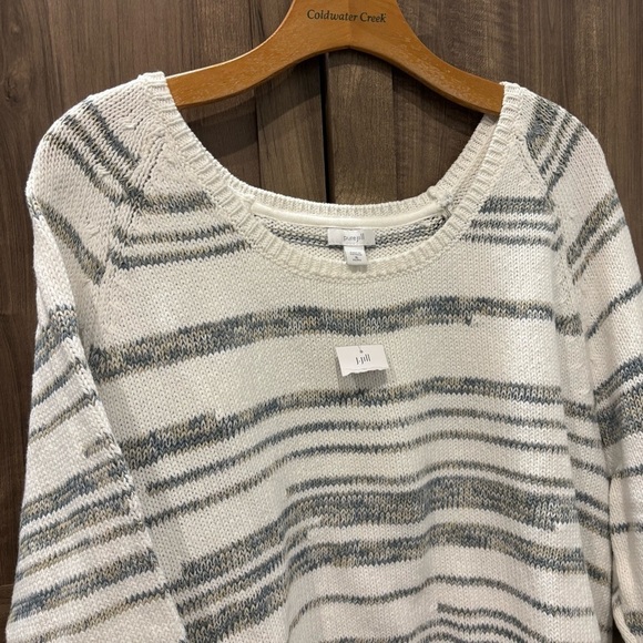 NWT J Jill Sweater XL Beach Relaxed Fit White Green Tan - Picture 5 of 12